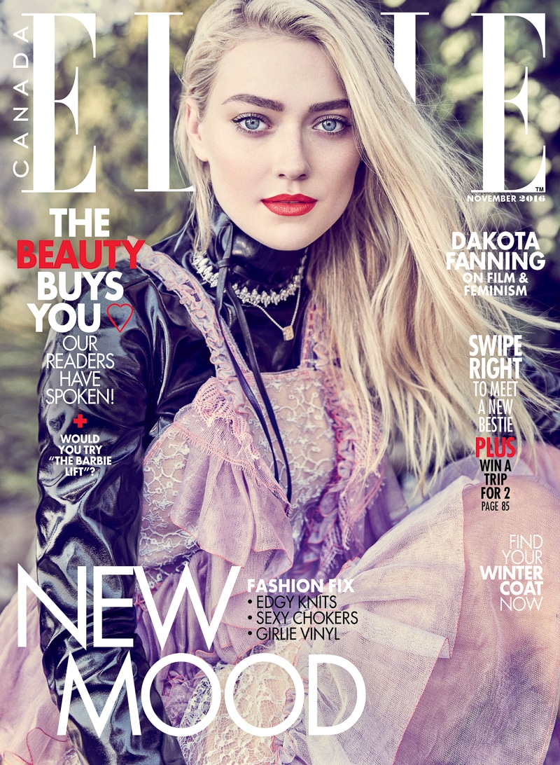 ELLE Canada November 2016 Dakota Fanning by Max Abadian - Fashion Editorials