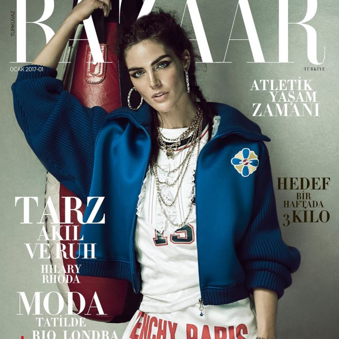 Harper’s Bazaar Turkey January 2017 Hilary Rhoda by Matallana